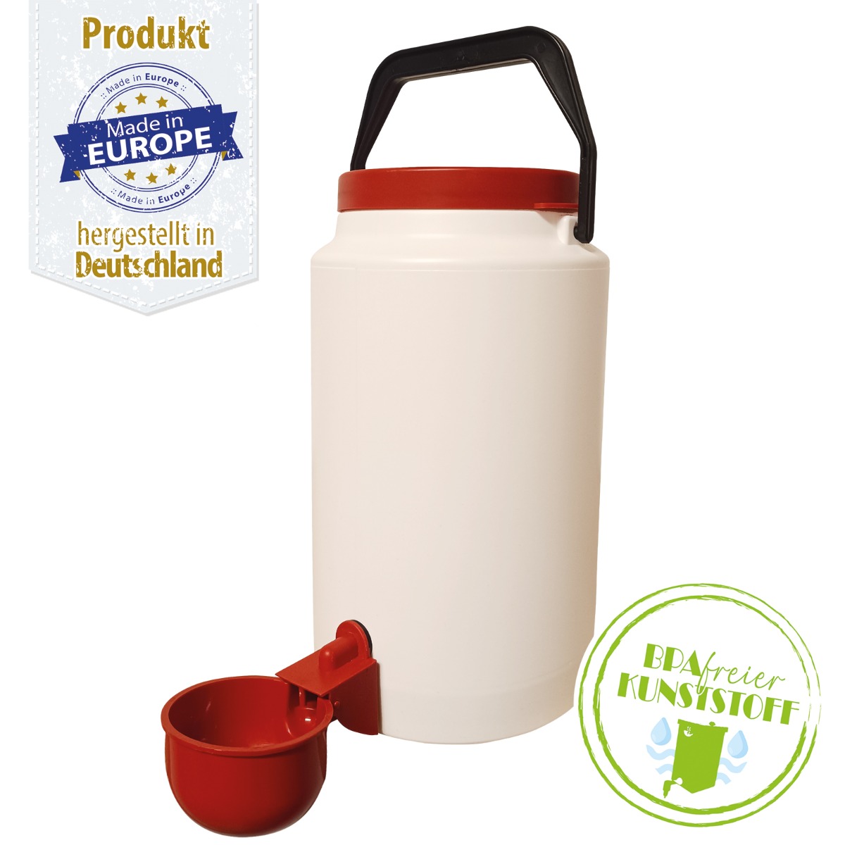 Geflügeltränke / Hühnertränke - Kunststoffkanne mit Tränkebecken - 3 Liter