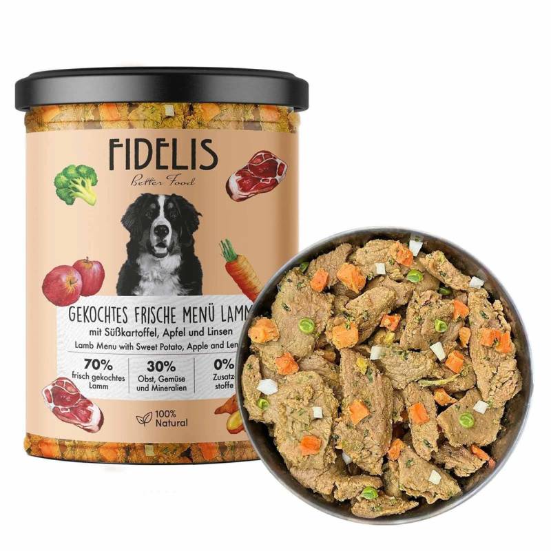Gekochtes Frische-Men? Lamm mit S??kartoffel, Apfel und Linsen (Glas) - 400g
