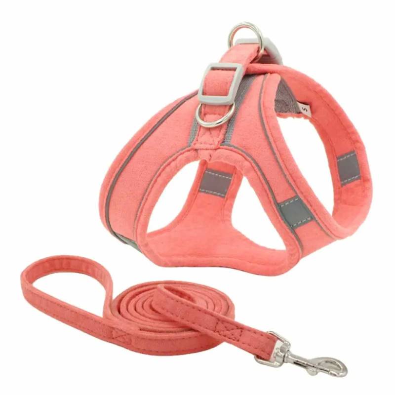 Geschirr f?r Hund und Katze mit Leine - M in pink