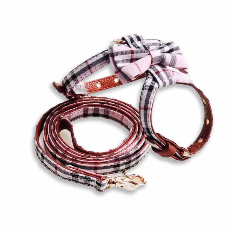 Geschirr f?r Hund und Katze mit Leine pink - M