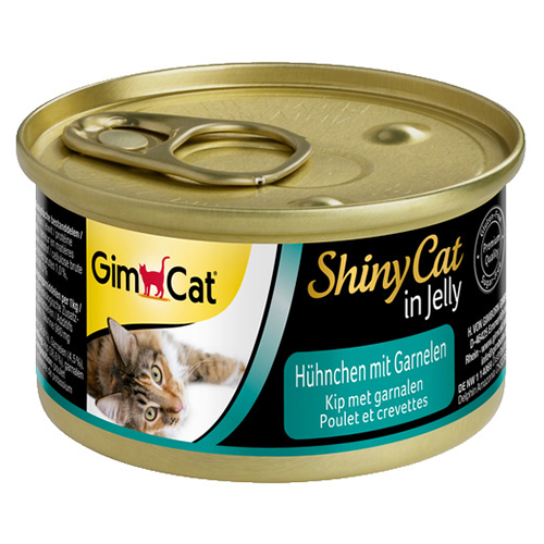 GimCat ShinyCat mit Hühnchen & Garnelen 70 g - 24 Stück