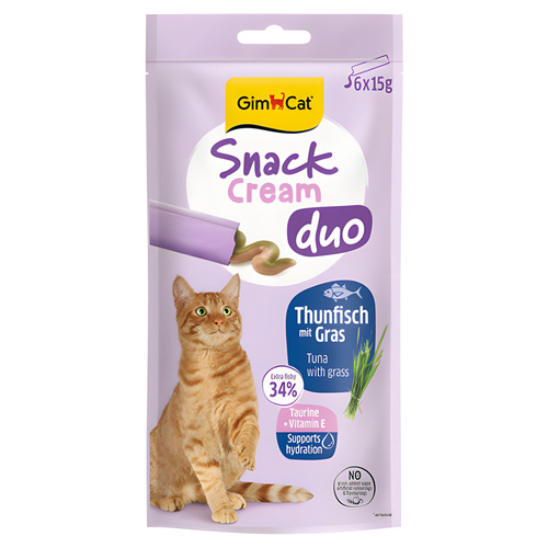 GimCat Snack Cream Duo Thunfisch & Gras 6 x 15 g GimCat Snack Cream Duo Thunfisch & Gras 6 x 15 g