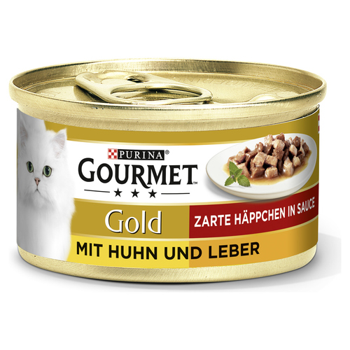 Gourmet Gold Zarte Häppchen in Sauce mit Huhn & Leber 85 g - 12 Stück