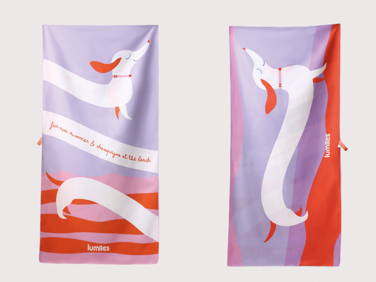 Handtuch THE BEACH TOWEL - Dackel Lilac Sunset