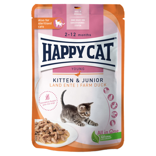 Happy Cat Kitten & Junior Land Ente 85 g - 20 Stück