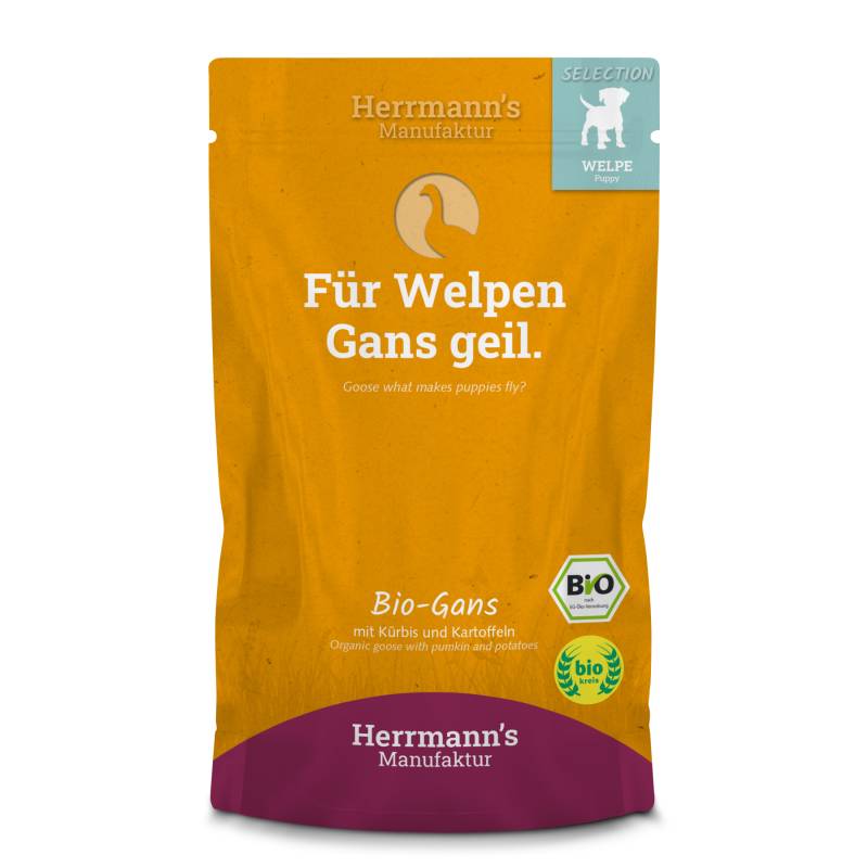 Herrmanns BIO Welpe Gans Nassfutter für Hunde - Sparpaket: 15 x 150g