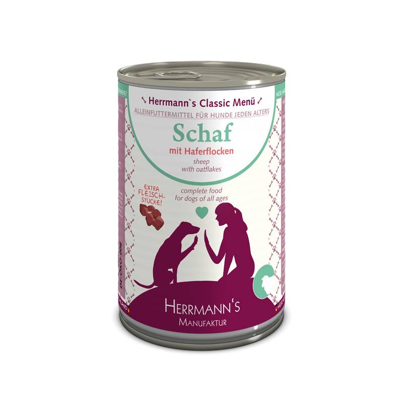 Herrmanns Nassfutter für Hunde Schaf mit Haferflocken - 400g
