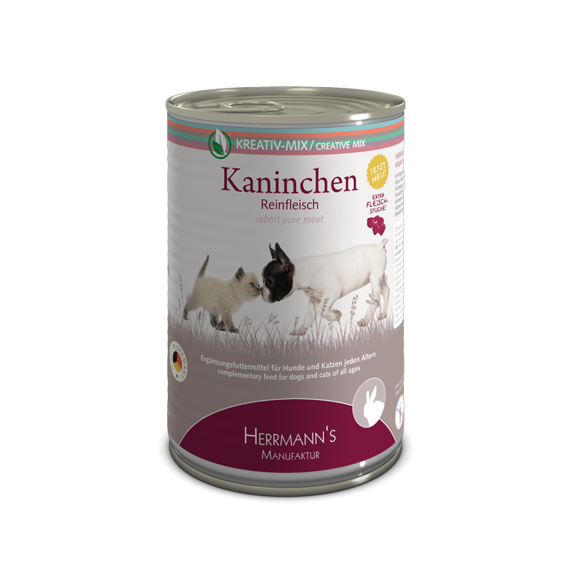 Herrmanns Reinfleisch Nassfutter für Hunde Kaninchen - Sparpaket: 6 x 800g