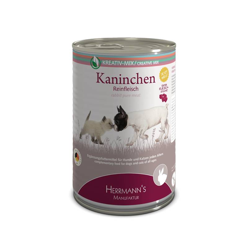Herrmanns Reinfleisch Nassfutter für Hunde Kaninchen - Sparpaket: 6 x 800g