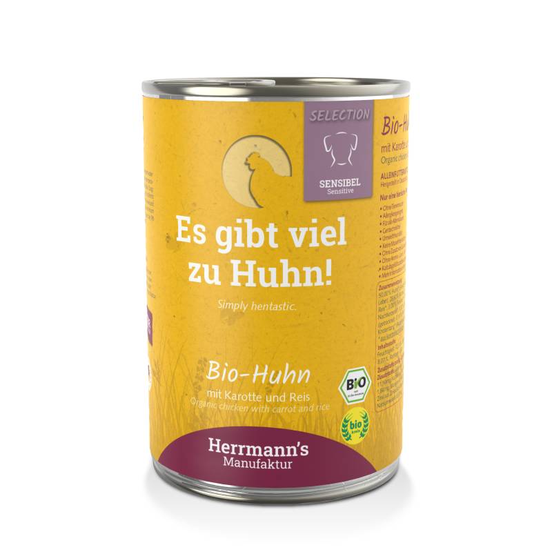 Herrmanns Sensibel BIO Hunde Nassfutter Huhn mit Karotte und Reis - Sparpaket: 15 x 150g