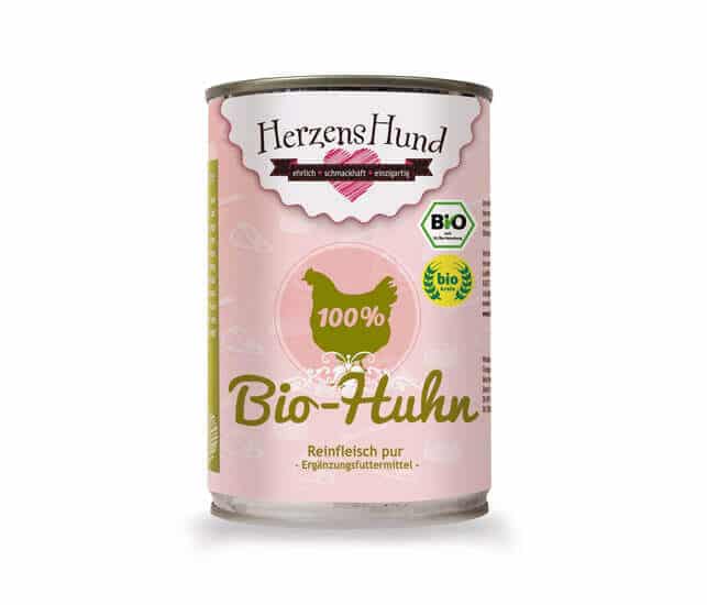 HerzensHund Nassfutter für Hunde BIO Huhn Reinfleisch pur 400g - Sparpaket: 12 x 400g