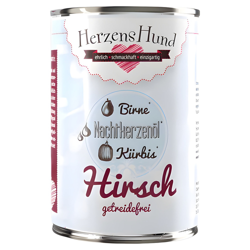 HerzensHund Hirsch mit Bio-Kürbis 400 g - 12 Stück