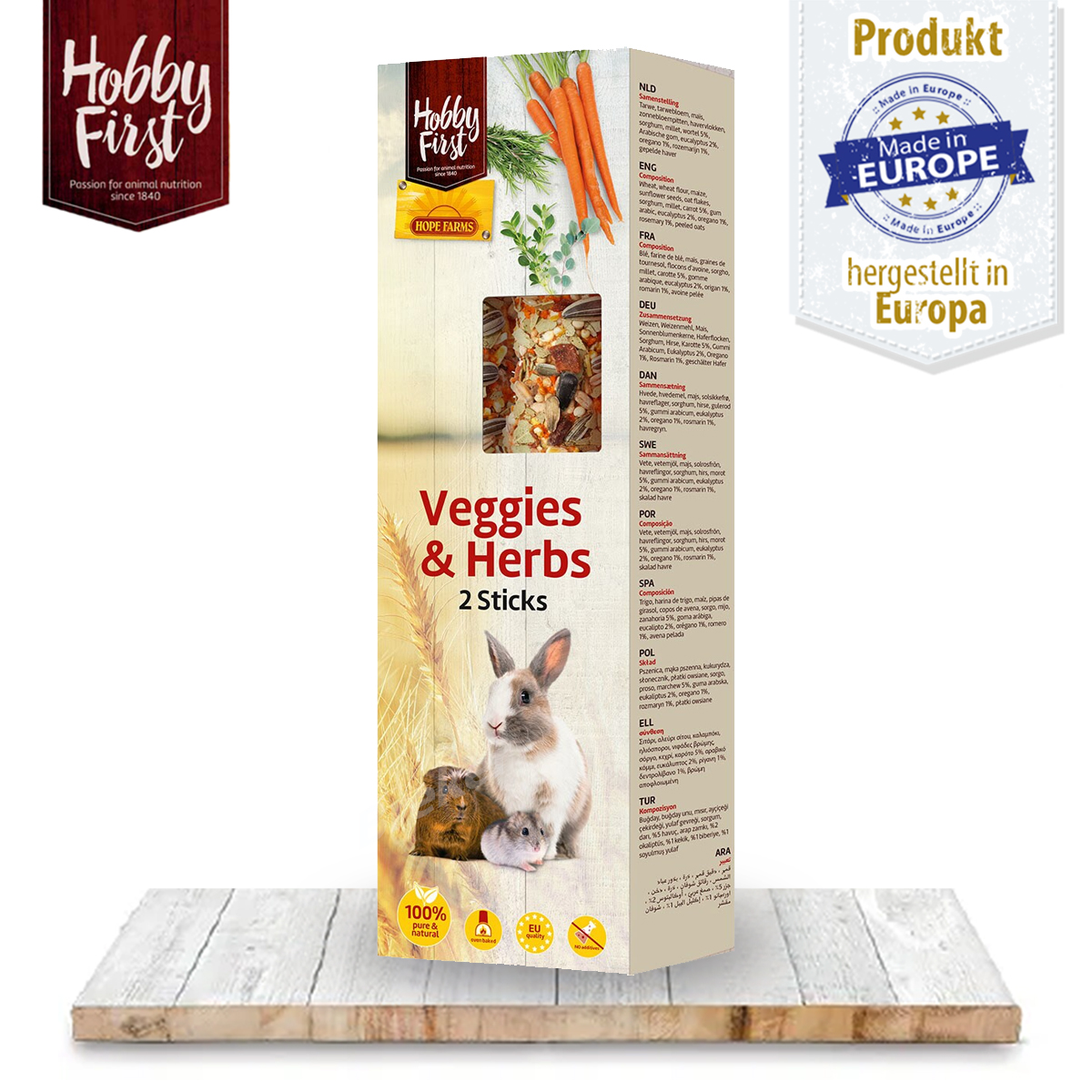 HobbyFirst - HopeFarm Sticks - Futtersticks mit Gemüse & Kräutern - 180 g