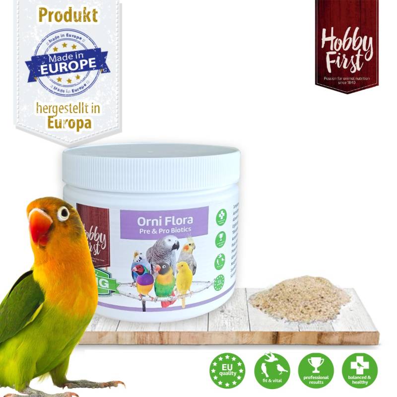 HobbyFirst - King Orni Flora - Futterzusatz Präbiotika & Probiotika - Vögel - 200 g