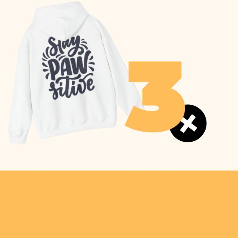 Hooded Sweatshirt "Stay Pawsitive" Bundle X3 [Weiß]