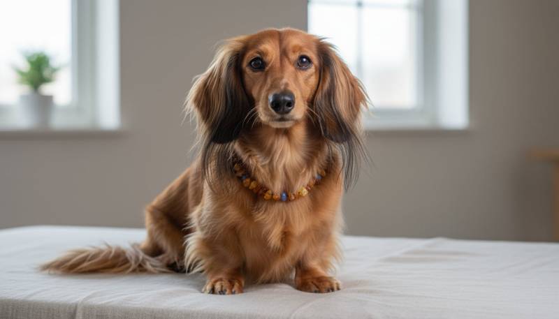 Hunde Bernsteinkette Blauquarz - 46cm