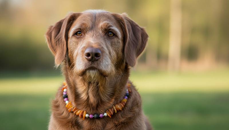 Hunde Bernsteinkette mit Lava und Sugilith Länge 45cm Hunde Bernsteinkette mit Lava und Sugilith Länge 45cm