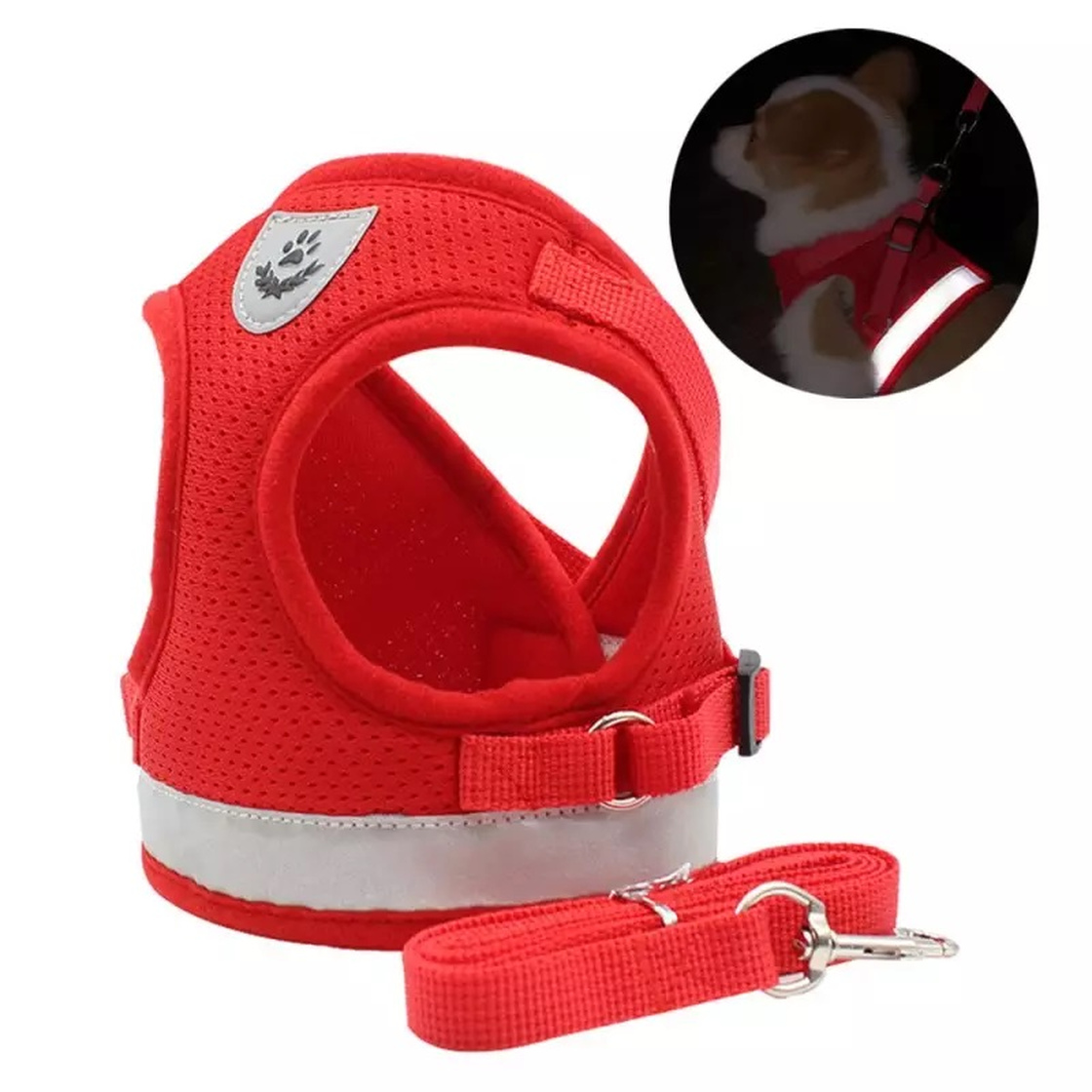 Hunde Geschirr Weste gepolstert mit Leine f?r kleine Hunde - XS in rot