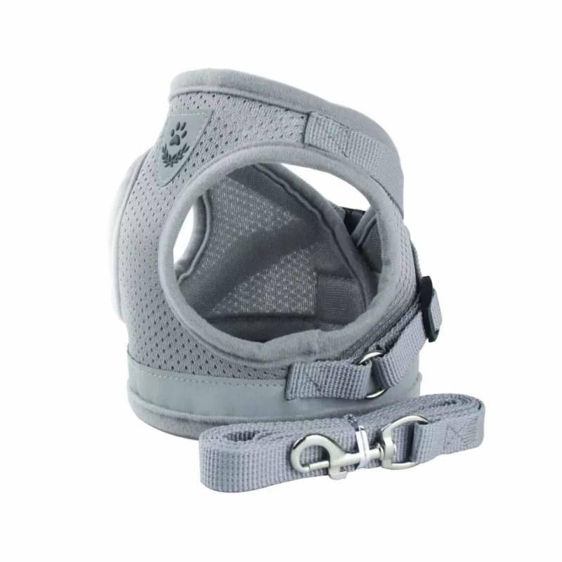 Hunde Geschirr Weste gepolstert mit Leine f?r kleine Hunde in grau