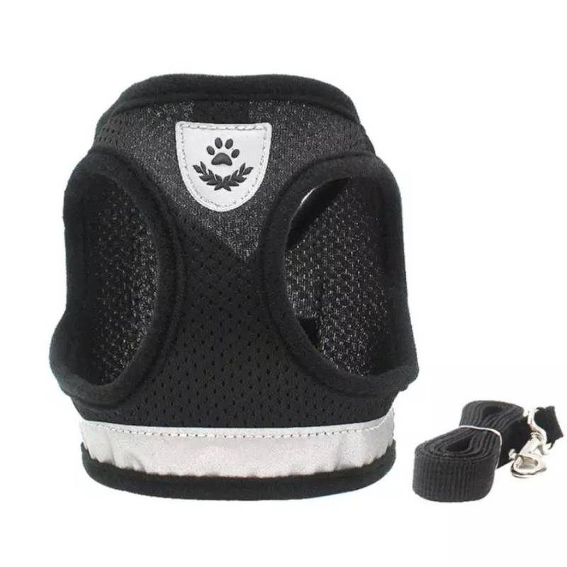 Hunde Geschirr Weste gepolstert mit Leine f?r kleine Hunde in schwarz