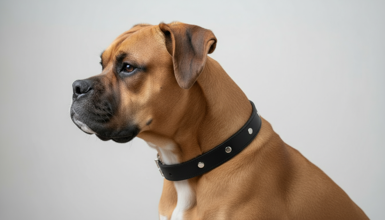 Hunde Lederhalsband mit integrierter Bernsteinkette - 40-45cm