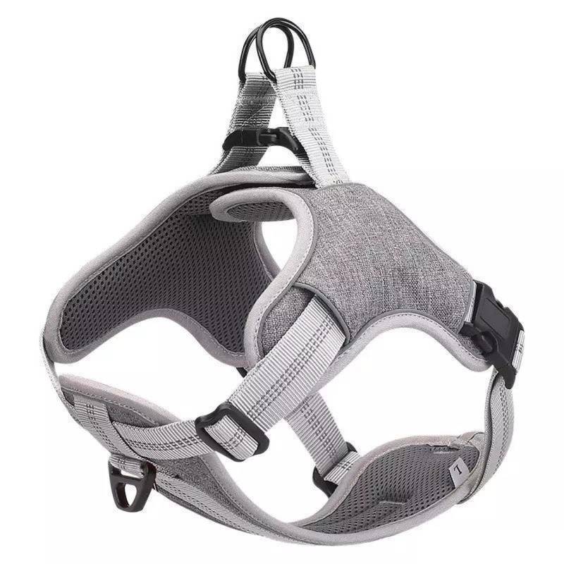 Hunde Premium Geschirr geplostert f?r gro?e Hunde - L in grau