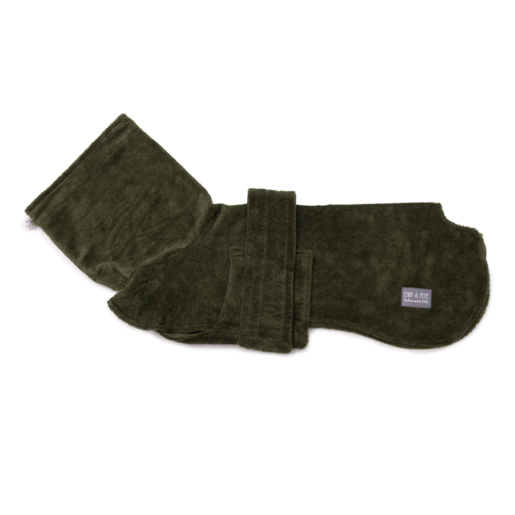 Hundebademantel aus Bambusfaser Olive M long Hundebademantel aus Bambusfaser Olive M long von EMMY&PEPE