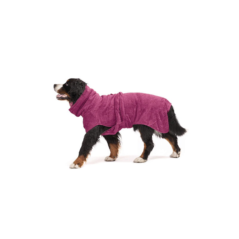 Hundebademantel aus Bio-Baumwolle Beetroot XS