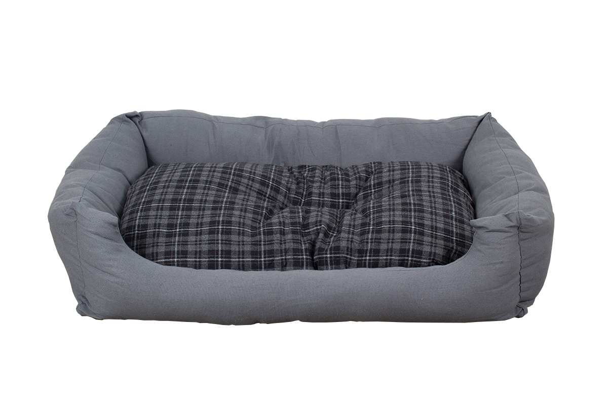 Hundebett modern grau, 100x70 cm mit Wendekissen