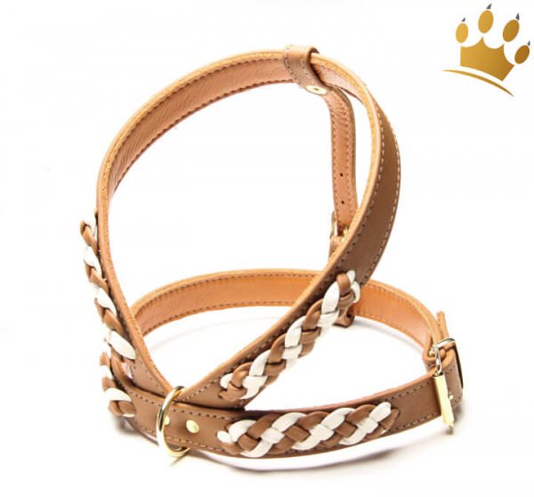 Hundegeschirr Leder Empire Double Cognac-Creme