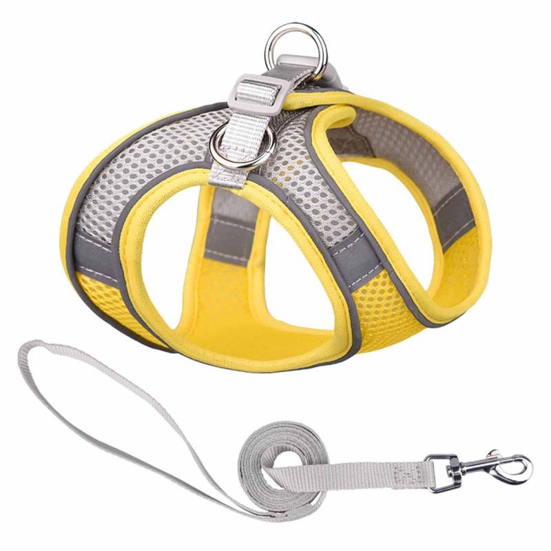 Hundegeschirr f?r kleine Hunde gelb-grau - XS