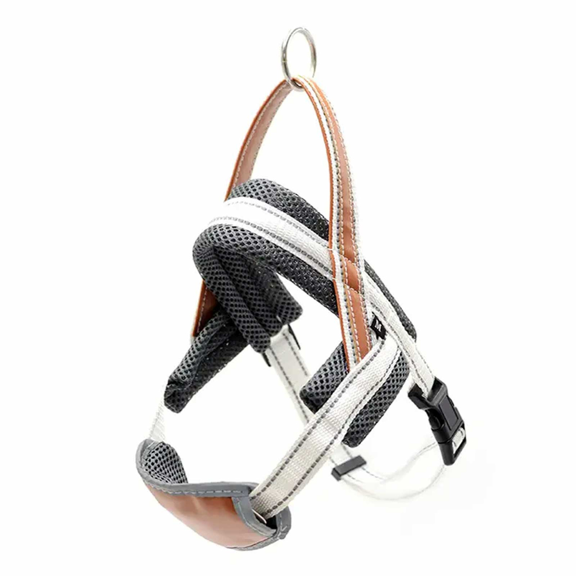 Hundegeschirr reflektierend Gr??e einstellbar mit Griff - M in grau