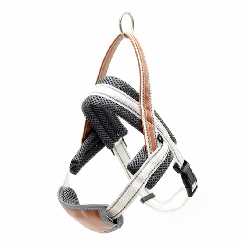 Hundegeschirr reflektierend Gr??e einstellbar mit Griff - S in grau