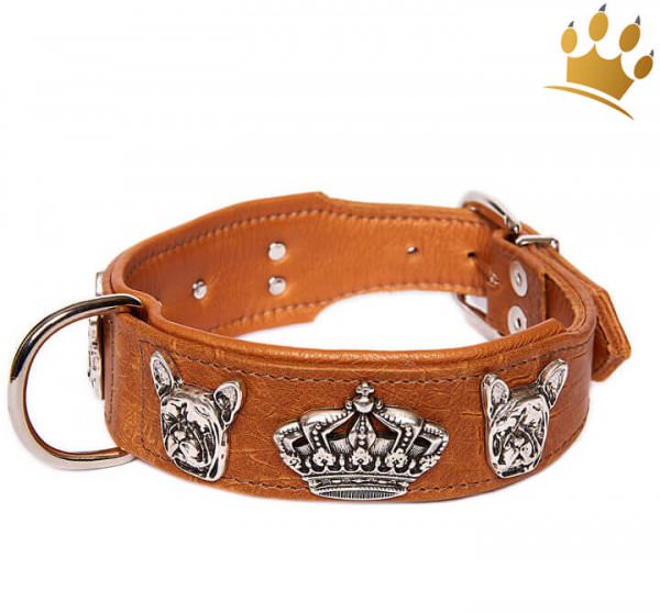 Hundehalsband Bully Deluxe Croc Cognac