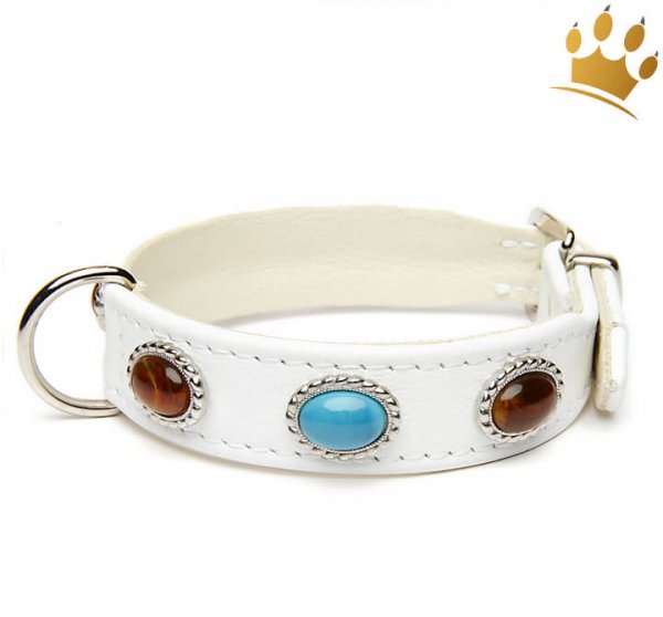 Hundehalsband Cabochon Bologna Choco - Türkis Hundehalsband Cabochon Bologna Choco - Türkis