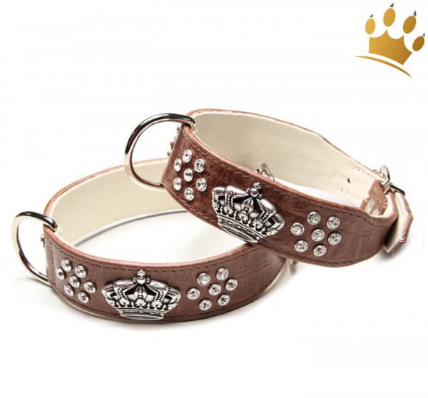 Hundehalsband Crown Deluxe Kroko Braun