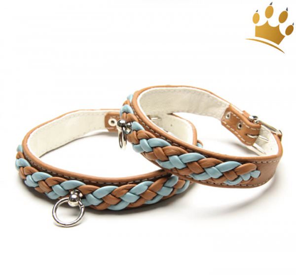 Hundehalsband Empire Double Blue-Cognac