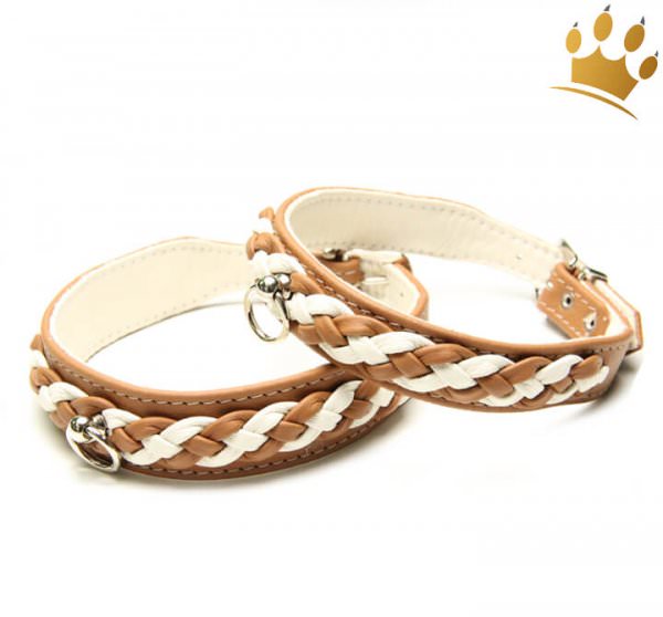 Hundehalsband Empire Double Cognac-Creme II