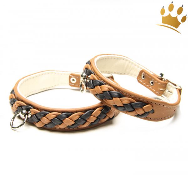 Hundehalsband Empire Double Cognac-Schwarz