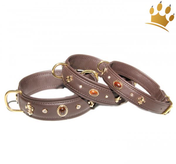 Hundehalsband Fleur de Lis Grand Dunkelbraun