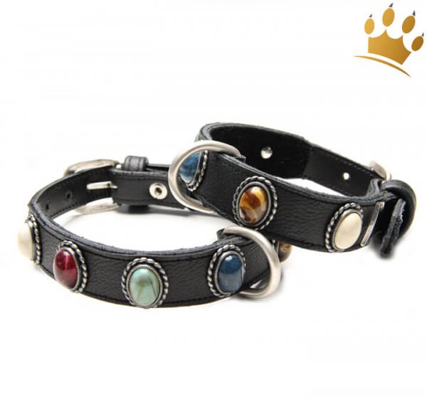 Hundehalsband Sigiriya Cabochon Schwarz