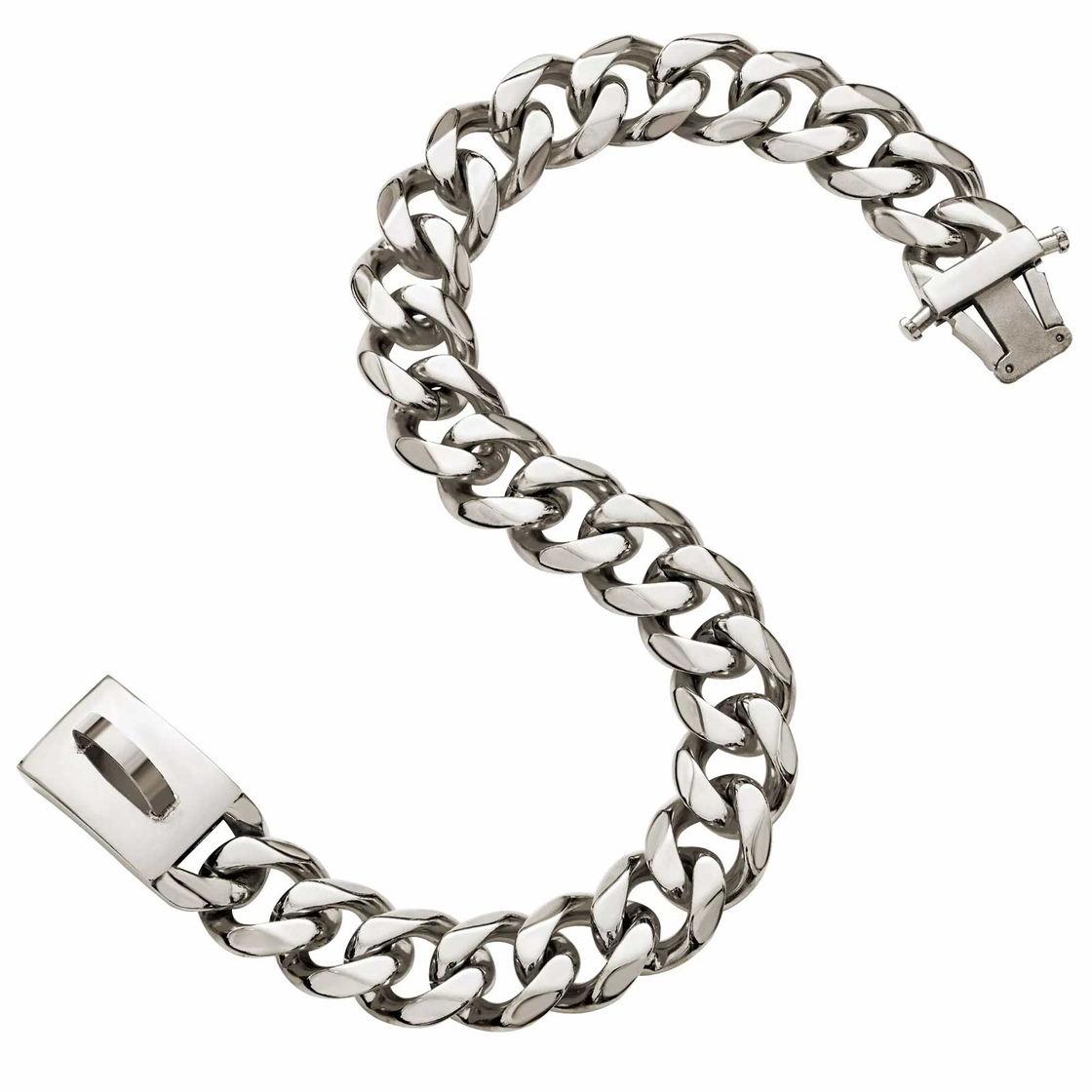Hundehalsband aus Edelstahl Hundekette Silber plattiert 19mm breit - M - 18inch/46cm