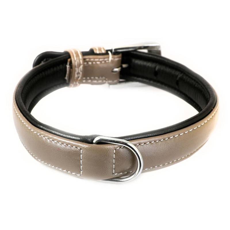 Hundehalsband aus Leder grau gepolstert M