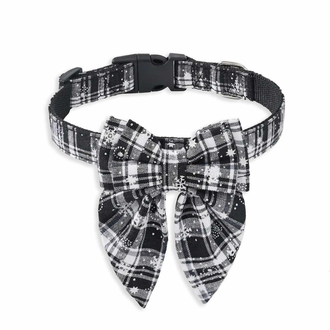 Hundehalsband mit Schleife in schwarz/wei? - L