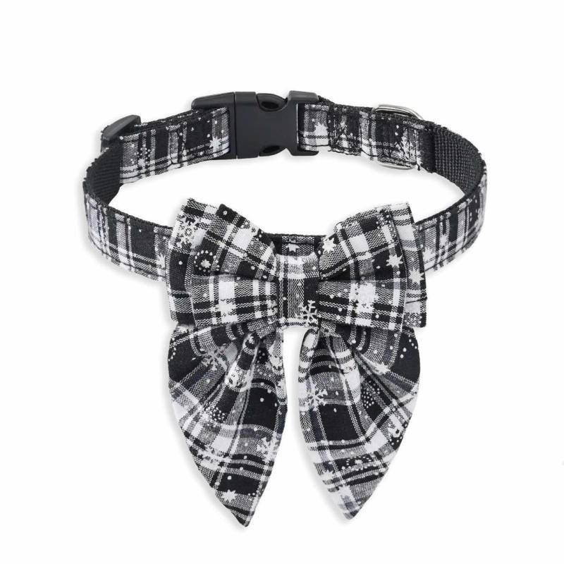 Hundehalsband mit Schleife in schwarz/wei? - L