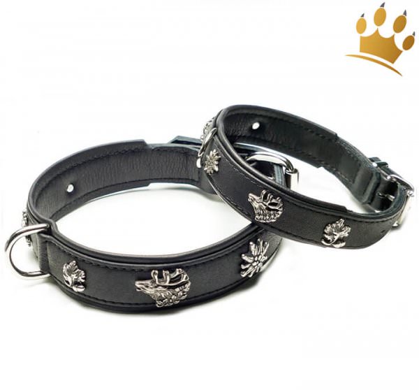 Hundelederhalsband Auf Der Pirsch Schwarz