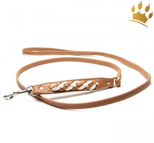 Hundeleine aus Leder Empire Double Cognac-Creme II