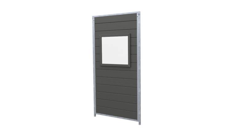 Hundezwinger Holzelement Sonderserie mit Fenster 1,84 x 1,0 m | Graphitgrau