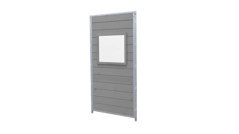 Hundezwinger Holzelement Sonderserie mit Fenster 1,84 x 1,0 m | Platingrau