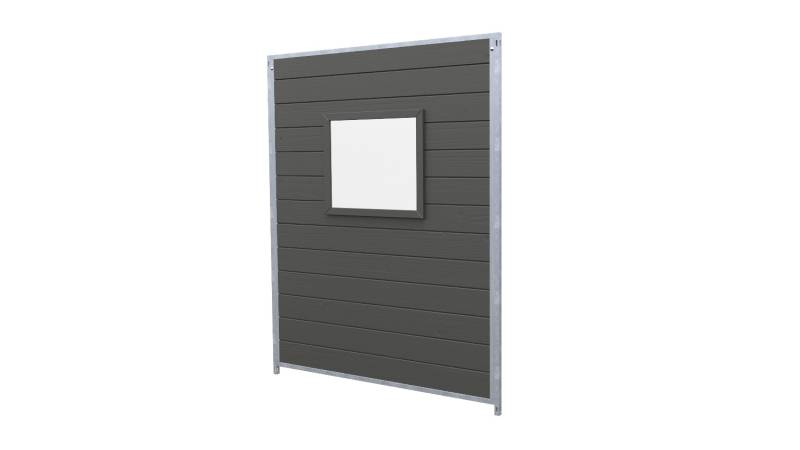 Hundezwinger Holzelement Sonderserie mit Fenster 1,84 x 1,5 m | Graphitgrau